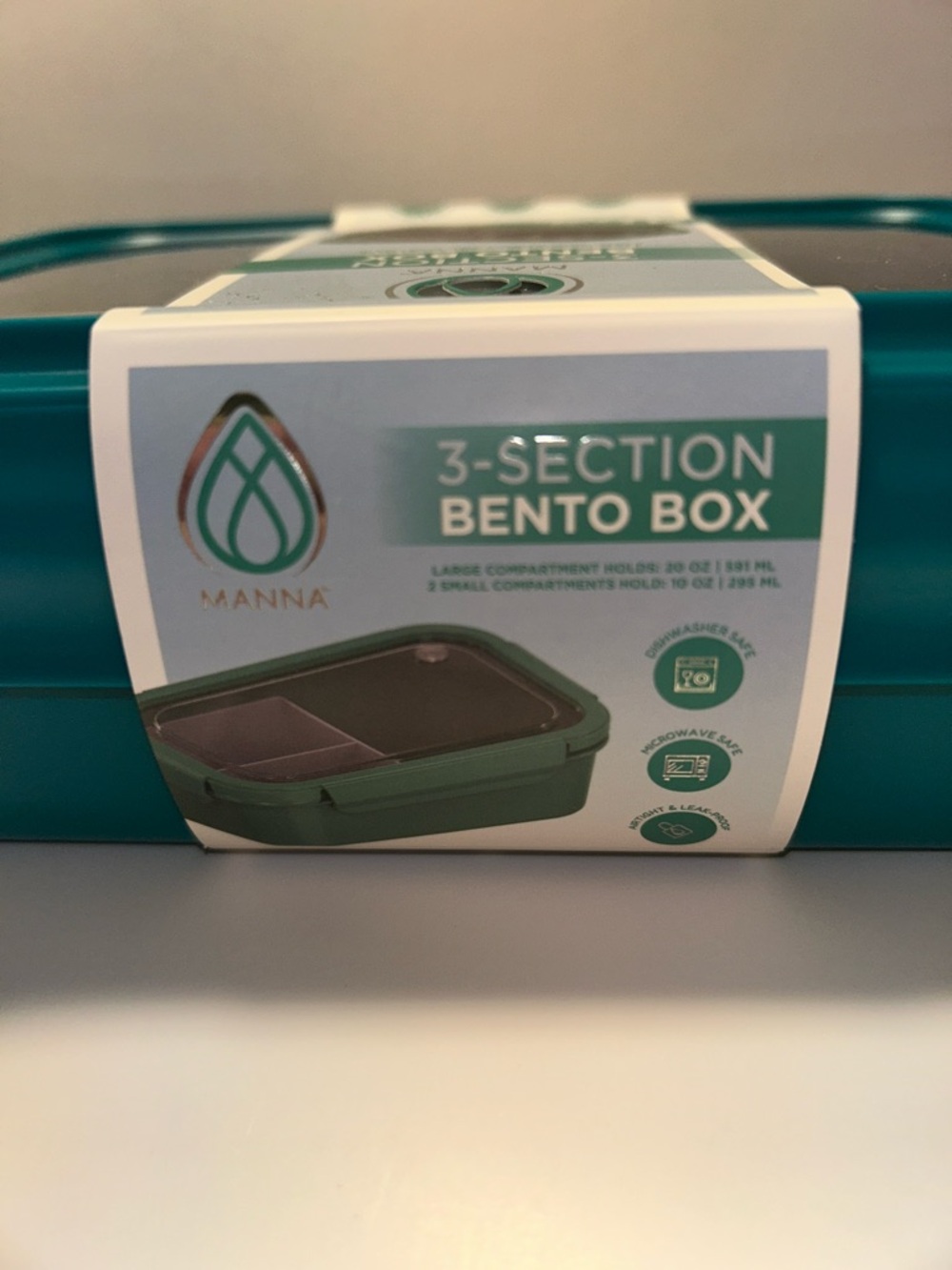 Manna Set of 2 3-Section Bento Box in teal, featuring a total capacity of 40 oz. - Picture 13 of 16
